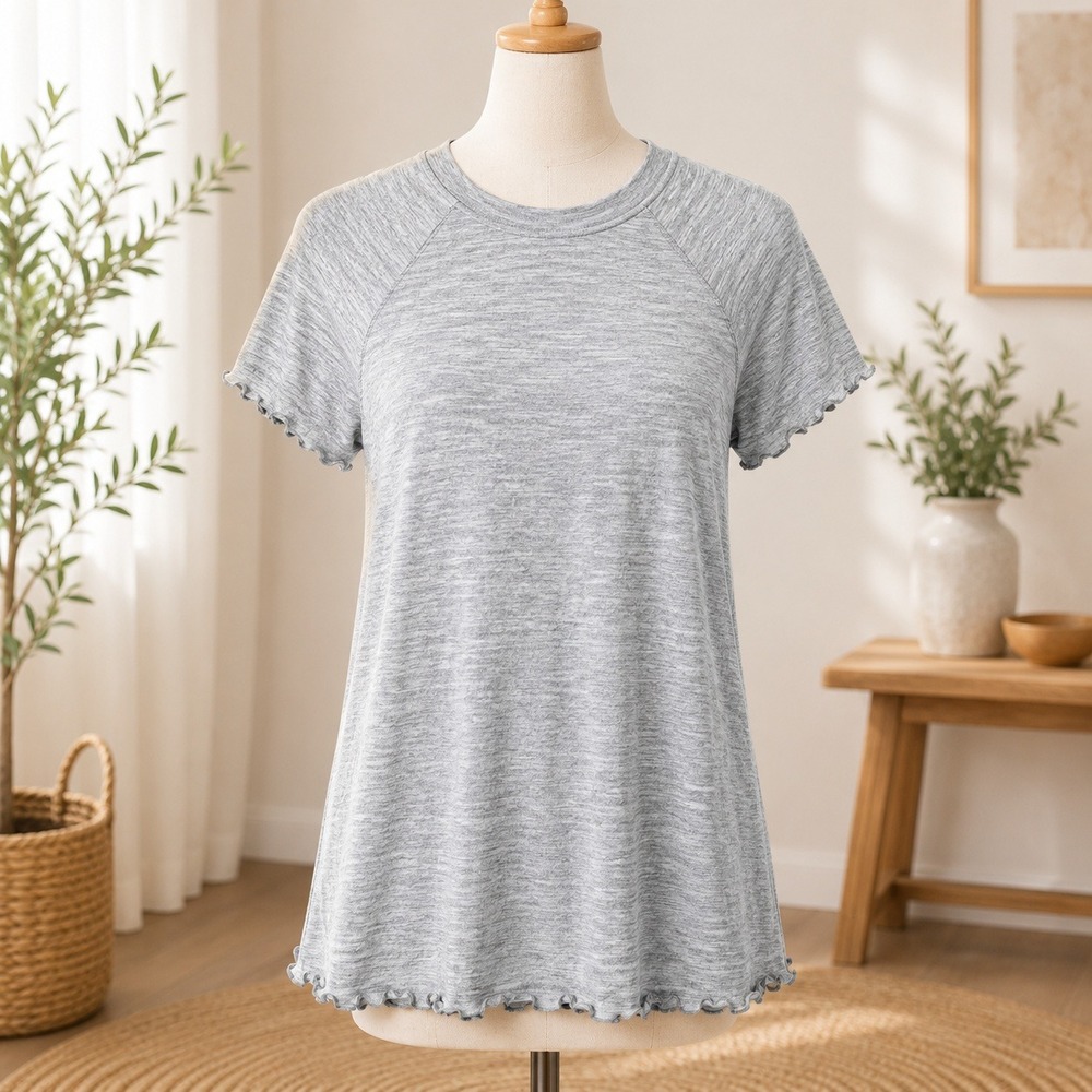 NWT Melrose and Market Mock Neck Top Womens Small Silver Metallic Space Dye Knit